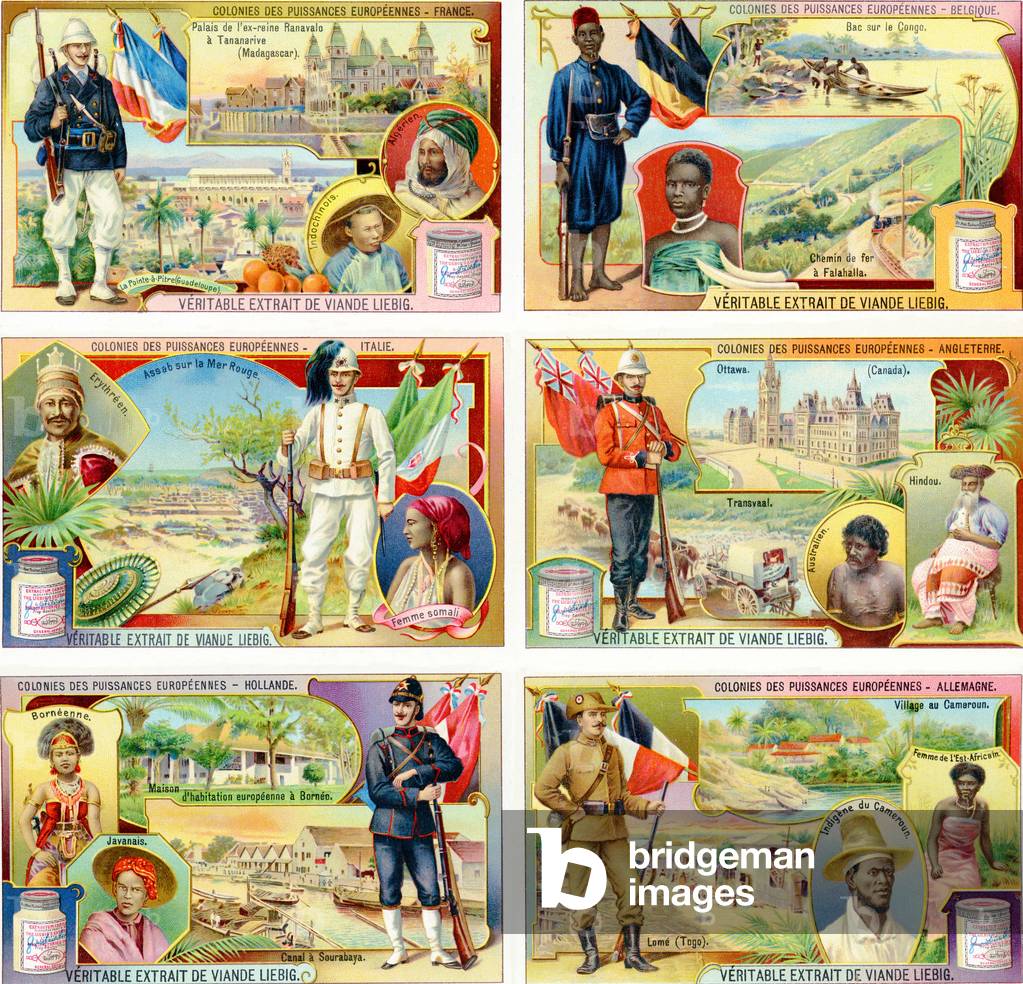 Colonies of the European Powers -  France, Belgium, Italy, England, Holland & Germany, 1910 (colour litho)