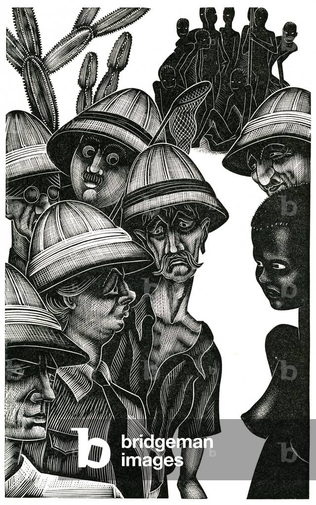 The Black Girl meets the Caravan of the Curious, illustration from 'The Adventures of the Black Girl in Her Search for God', 1932 (wood engraving)