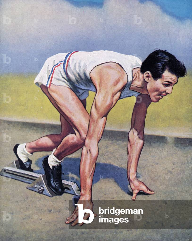 Mel Patton of U.S.A., Olympic Gold Medallist in the 200m. race at the 1948 London Olympics (colour litho)