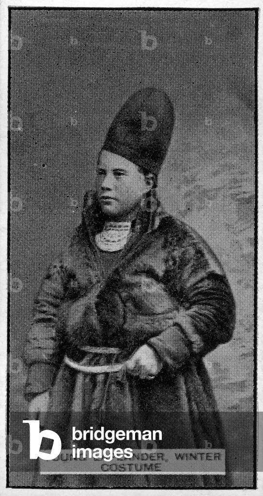 Young Laplander in winter costume, after a late 19th century photograph (litho)
