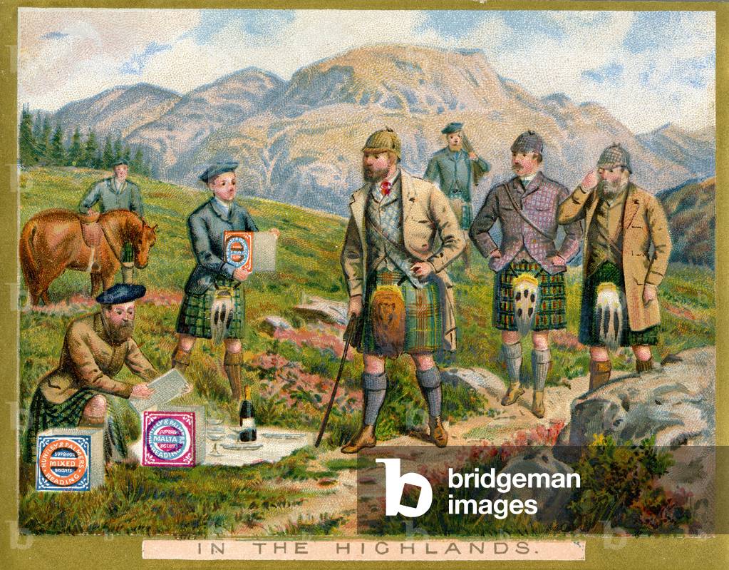 'In the Highlands',  a promotional card for Huntley & Palmers Biscuits, c.1890 (colour litho)