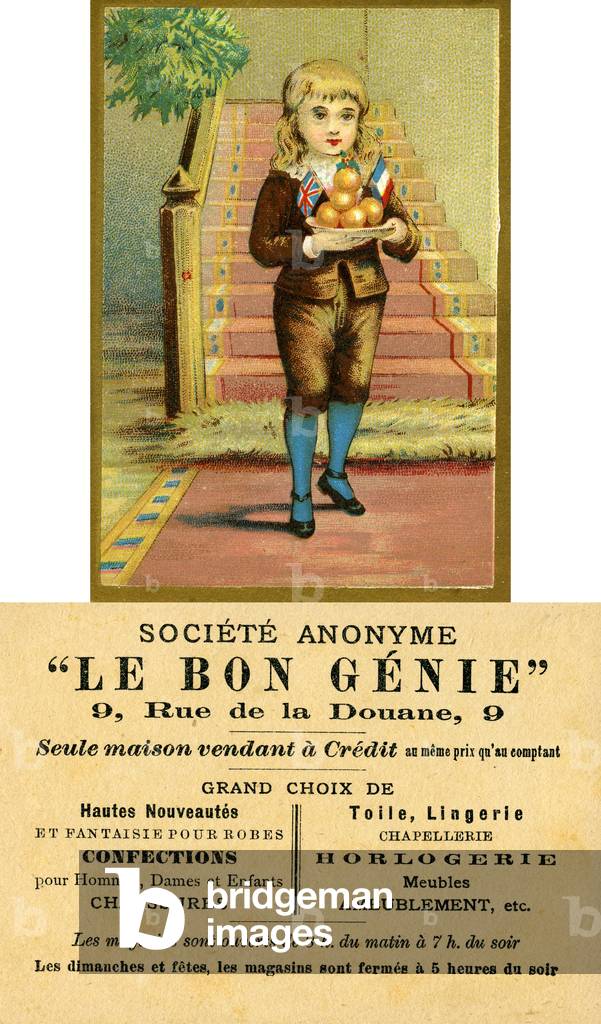 'Entente Cordiale',  front and reverse of a promotional card for the Parisian Department Store, 'Le Bon Génie', c.1904 (colour litho)