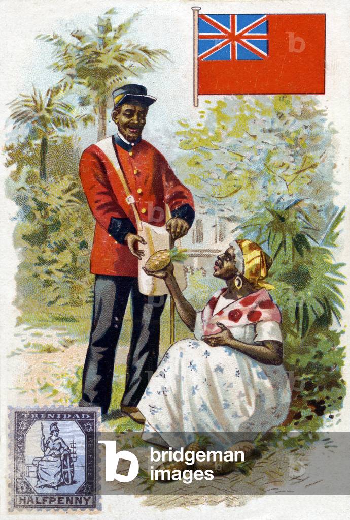 A Postman in Trinidad, late 19th century (colour litho)