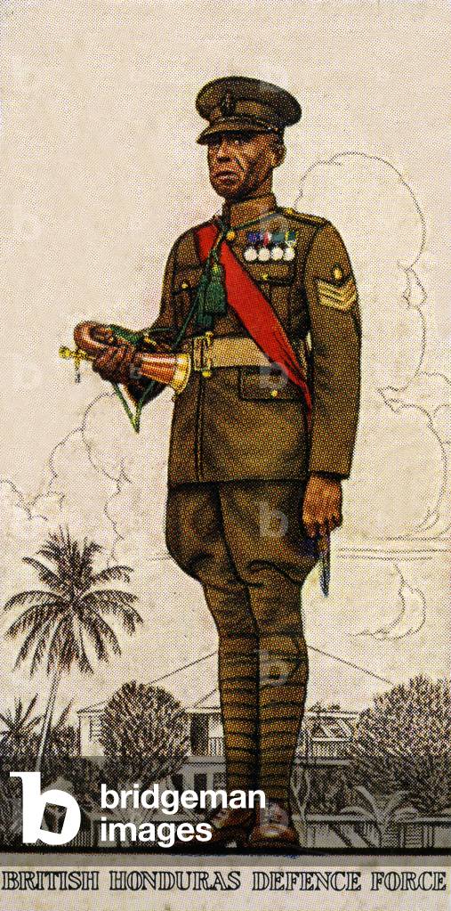 Sergeant-Drummer of the British Honduras Defence Force, 1938 (colour litho)