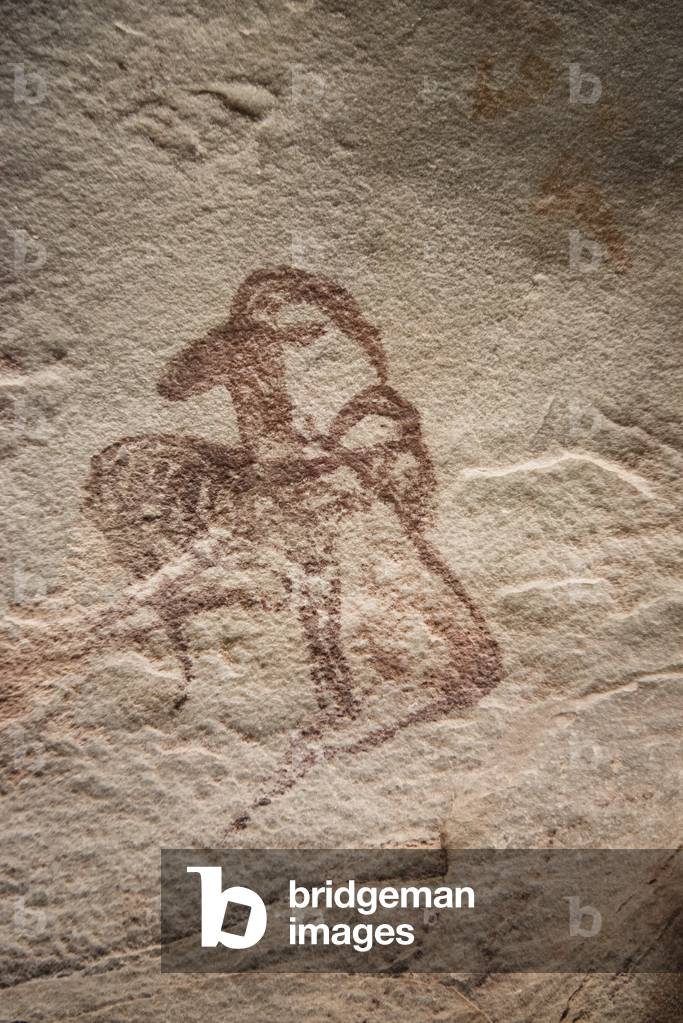 Prehistoic (Mesolithic?) Rock Paintings in the Moroccan Sahara discovered in the 1990's, Morocco (photo)