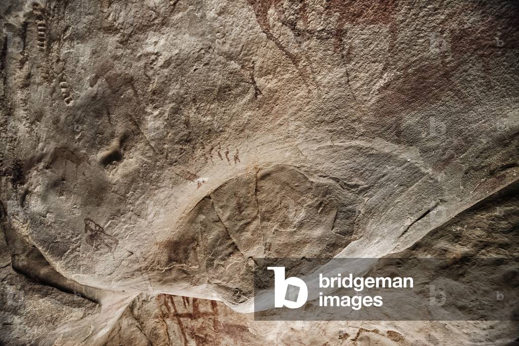 Prehistoic (Mesolithic?) Rock Paintings in the Moroccan Sahara discovered in the 1990's, Morocco (photo)
