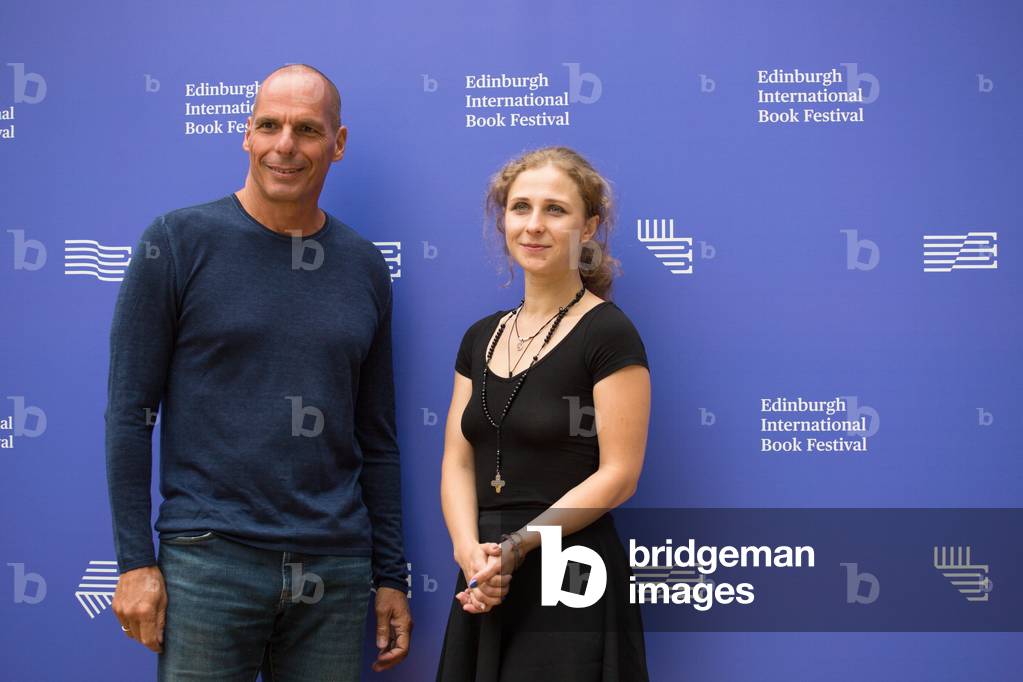 Yanis Varoufakis, Maria Alyokhina (Pussy Riot), Edinburgh international book festival, 2018 (photo)