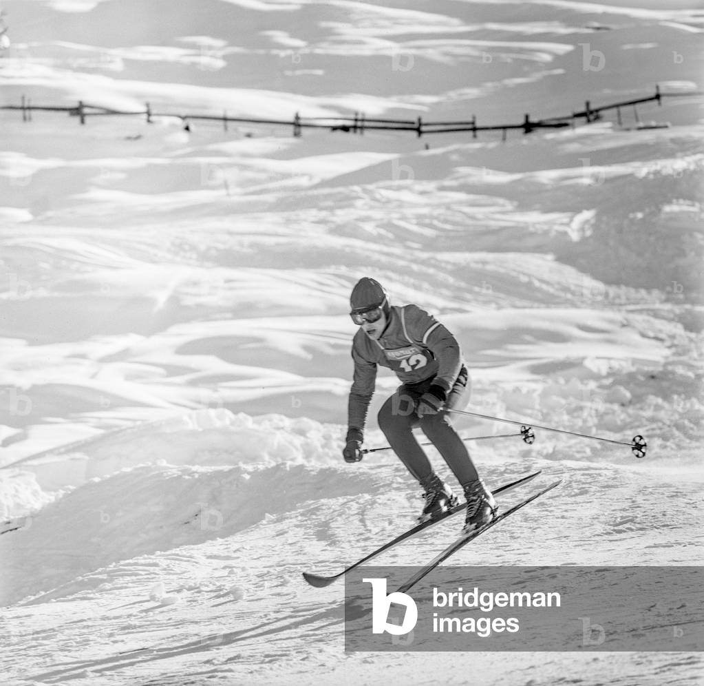Alpine Skiing Wengen, 1961 (b/w photo)