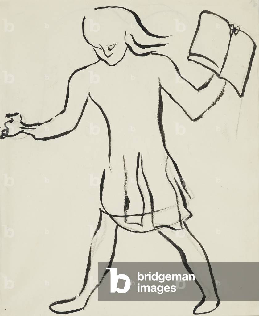 Girl with a book, 1912-13 (circa) (drawing)