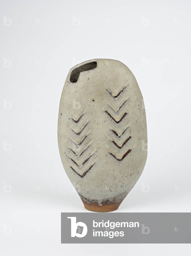 Grey Flattened Vase, 1959 (circa) (glazed stoneware)
