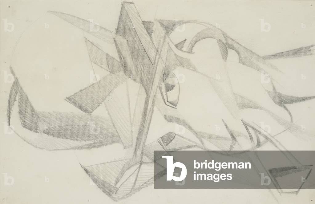 Self-portrait with a pipe (3), 1913 (drawing)