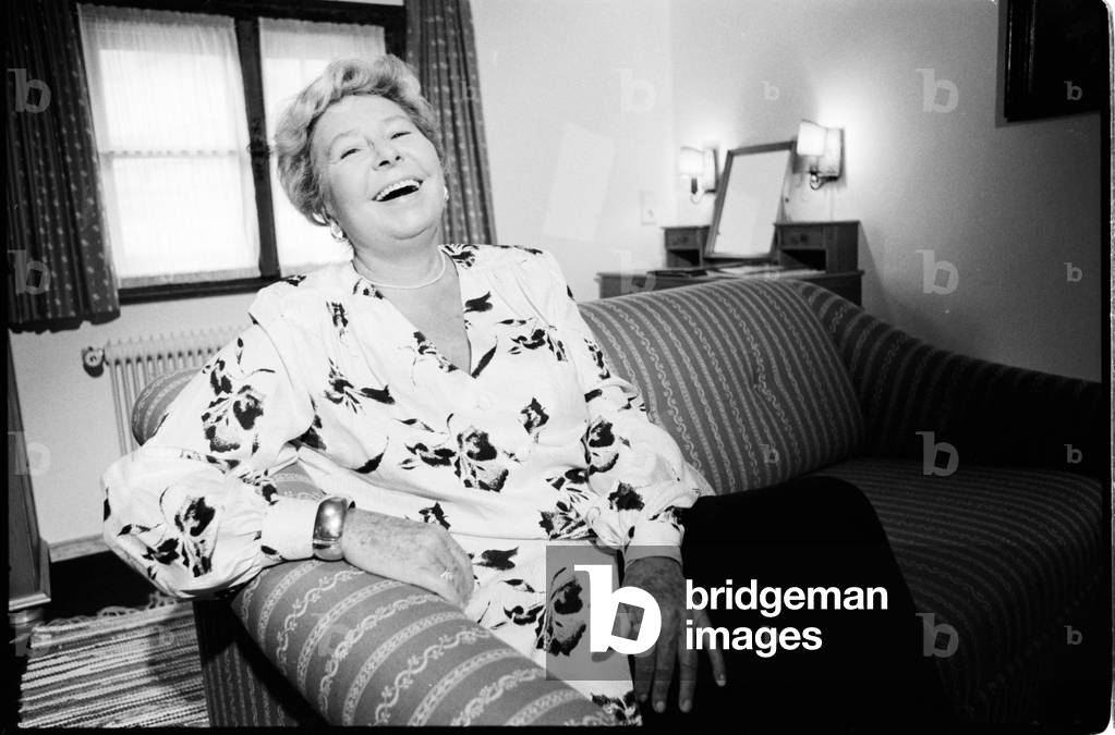 Christa Ludwig in her Hotel room at Goldener Hirsch, Salzburg, Austria, 1993 (b/w photo)