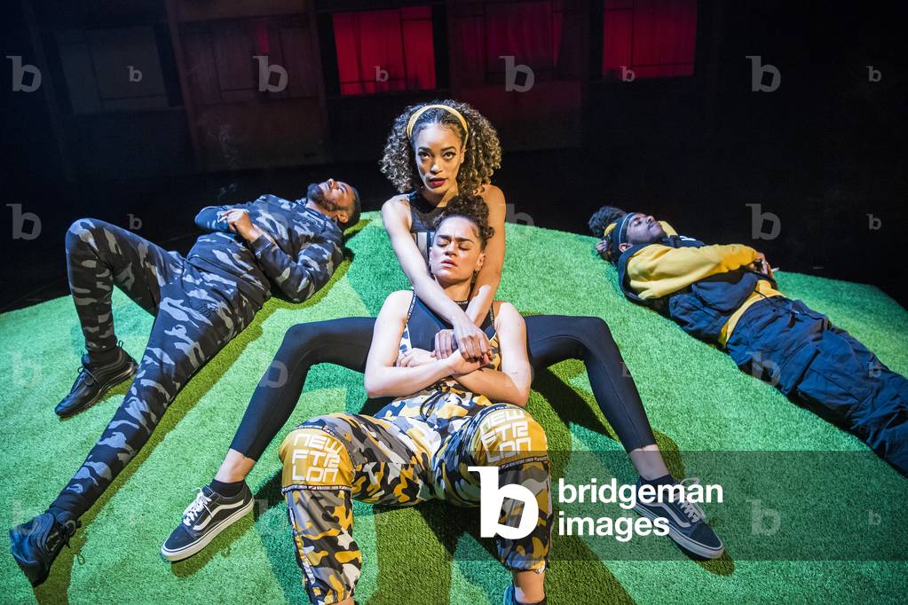 Jammz, Cassie Clare, Debris Stevenson and Kirubel Belay in Poet In Da Corner by Debris Stevenson at Royal Court, September 2018 (photo)
