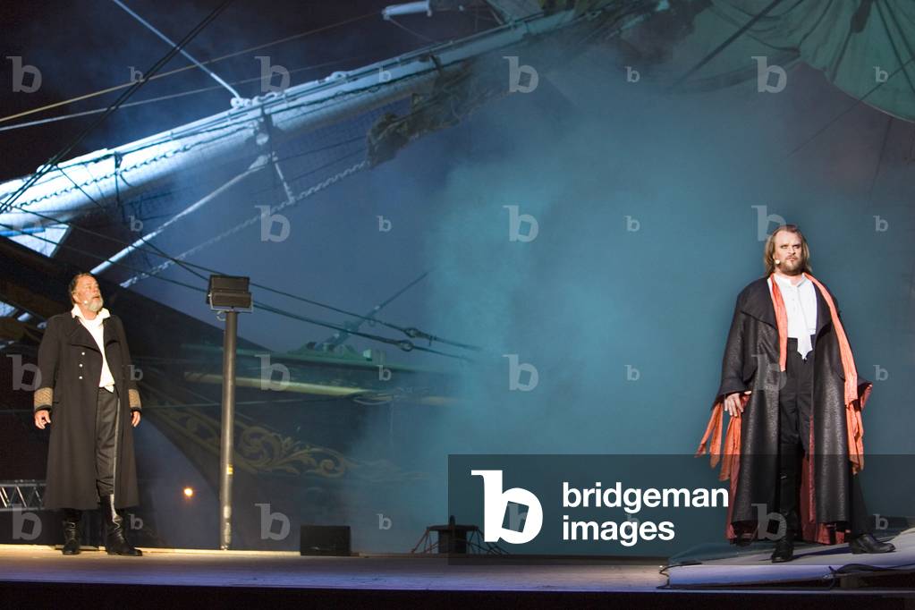 The Flying Dutchman - scene from the opera by Richard Wagner, with Matti Salminen as Daland, at the Forum Marinum, Turku, Finland, August 2005.