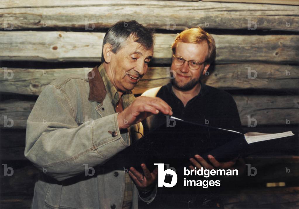 Einojuhani Rautavaara at the time of première of Aleksis Kivi, Savonlinna, 1997 With Markus Lehtinen (conductor), on the right. ER: Finnish Composer, b. 1928