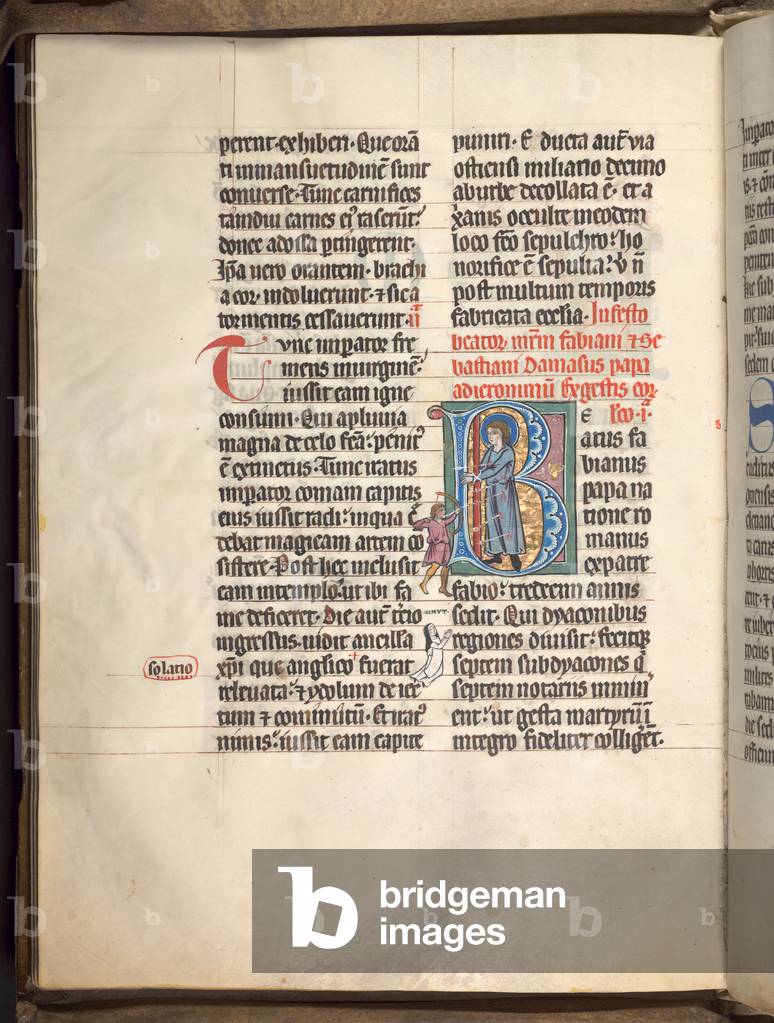 Ms 49 fol. 40v,Martyrdom of St Sebastian, 1267 -76 (parchment)