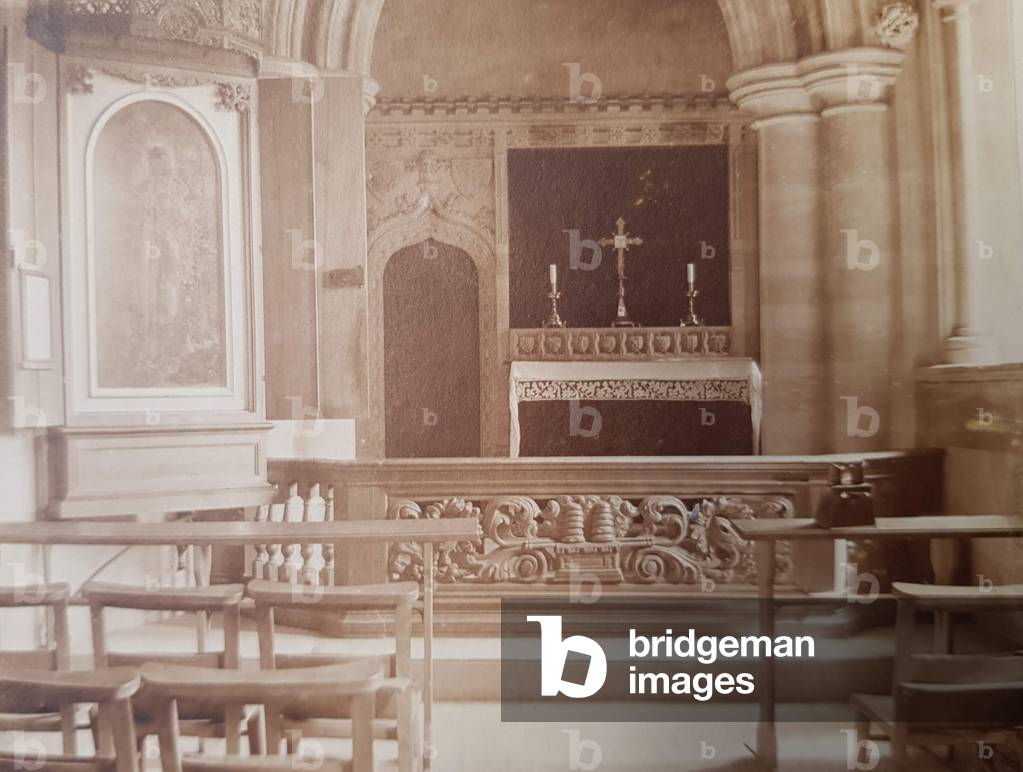 Interior of the side chapel of Keble College Oxford, c.1914 (b/w photo)
