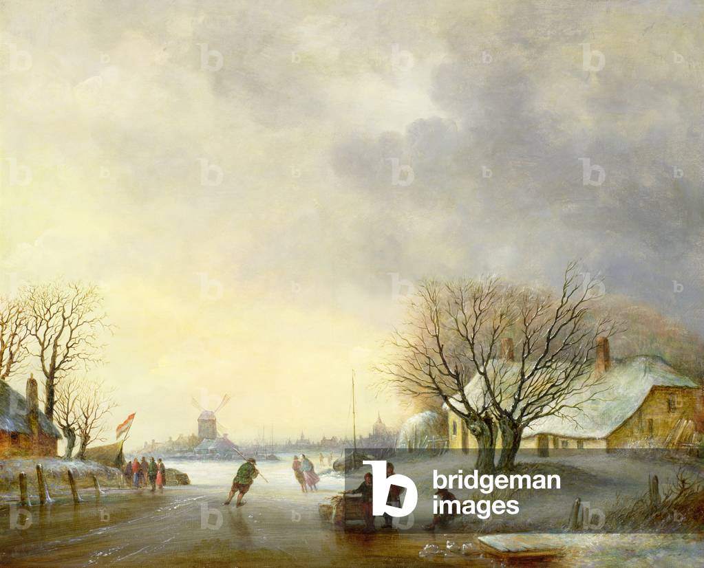 Winter-Szene mit einer Windmühle