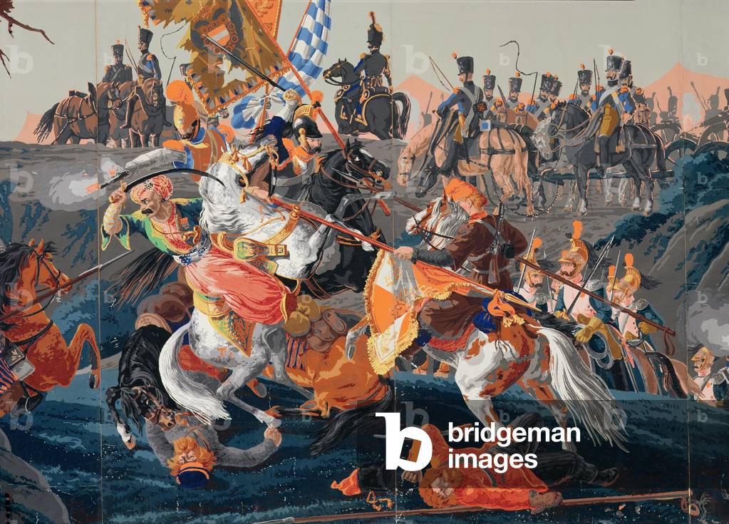 Detail of 'The Battle of Austerlitz', a panoramic wallpaper design, 1827-29 (wallpaper)