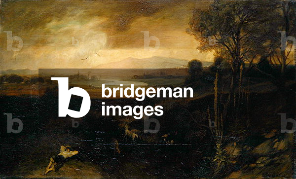 A Main River Landscape before a Thunderstorm (oil on canvas)