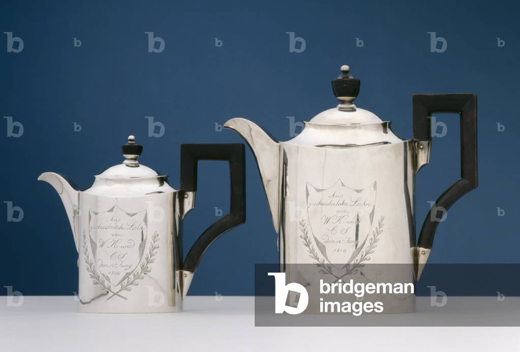 Pair of teapots, c.1814 (silver)