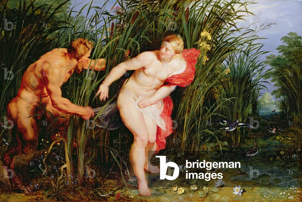 Pan and Syrinx (oil on oak)