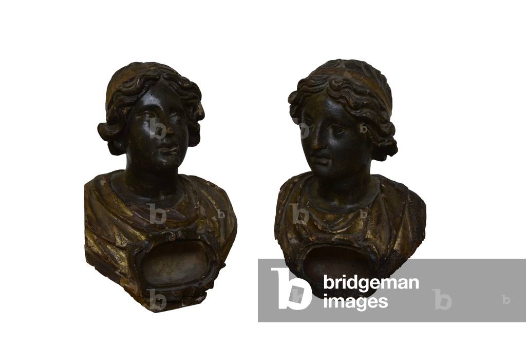 Two polychromed and gilded reliquary busts (wood)