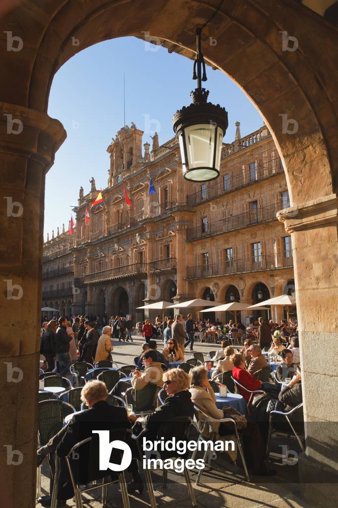 Salamanca, Salamanca Province, Spain.  The Plaza Mayor.  The main square.  (photo)