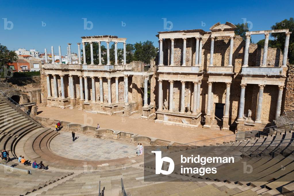 Merida, Badajoz Province, Spain. The Roman theatre built in the first century BC.