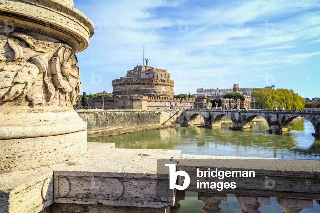 Rome, Italy. Castel Sant'Angelo and Ponte Sant'Angelo seen from Ponte Vittorio Emanuele II. (photo)