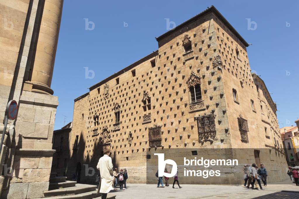 Salamanca, Salamanca Province, Spain.  Casa de las Conchas, or House of the Shells. 15th-16th century Gothic-Plateresque building now a public library. (photo)