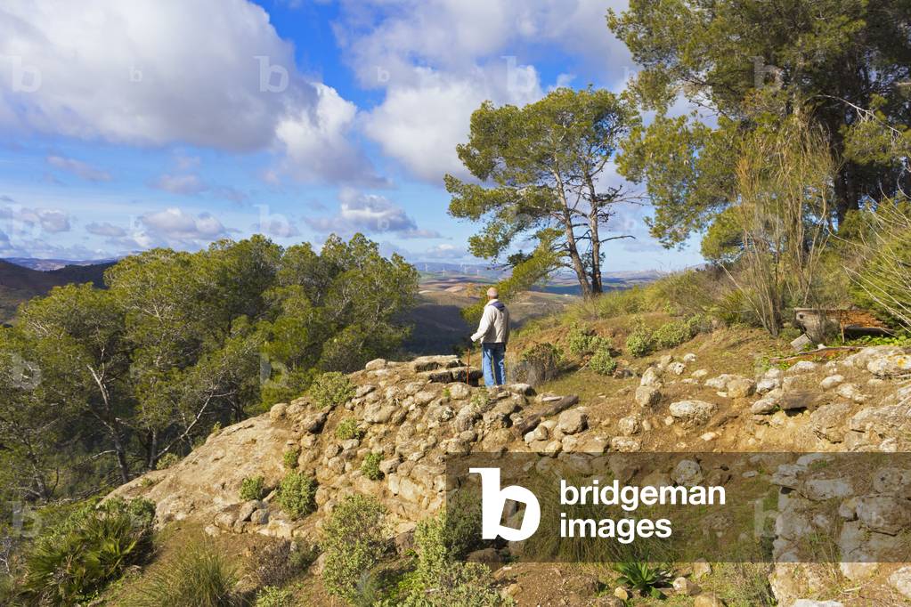 Ruins of walls and buildings in the Mozarabe town, Bobastro, Malaga Province, Andalusia, Spain (photo)