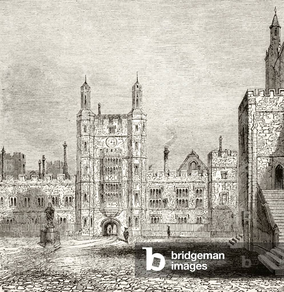 il scuola Yard a Eton College, Berkshire, nel 19 ° secolo, da 'The National and Domestic History of England 'd