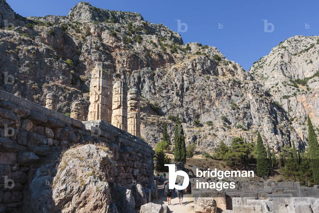 Ancient Delphi, Phocis, Greece.  Remains of the Temple of Apollo (photo)
