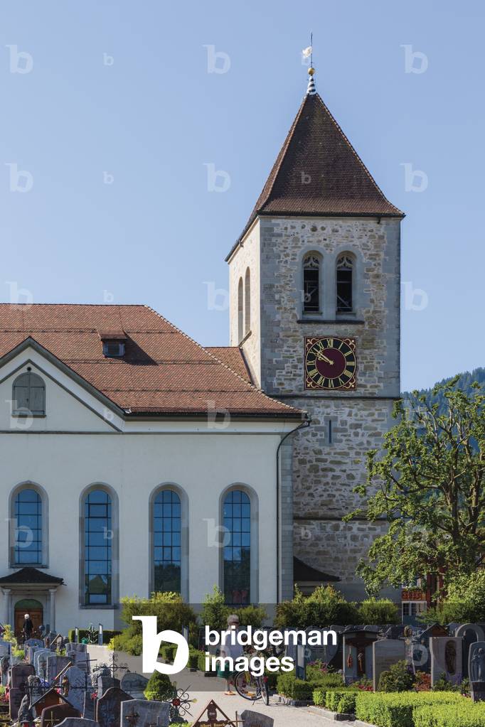 Appenzell, Appenzell Innerrhoden Canton, Switzerland.  St. Mauritius church. The cemetery.