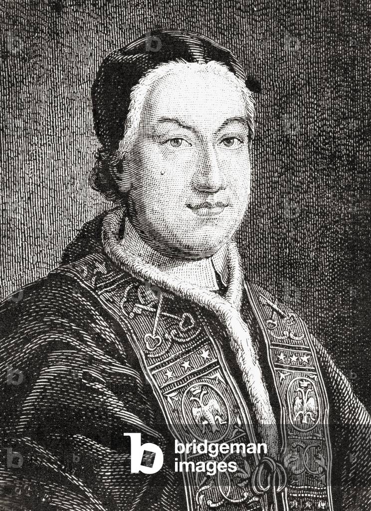 "Porträt von Pius VI. (Giovanni Angelo Braschi) (1717-99) Papst von 1775 (Gravur)", 19. Jahrhundert von French