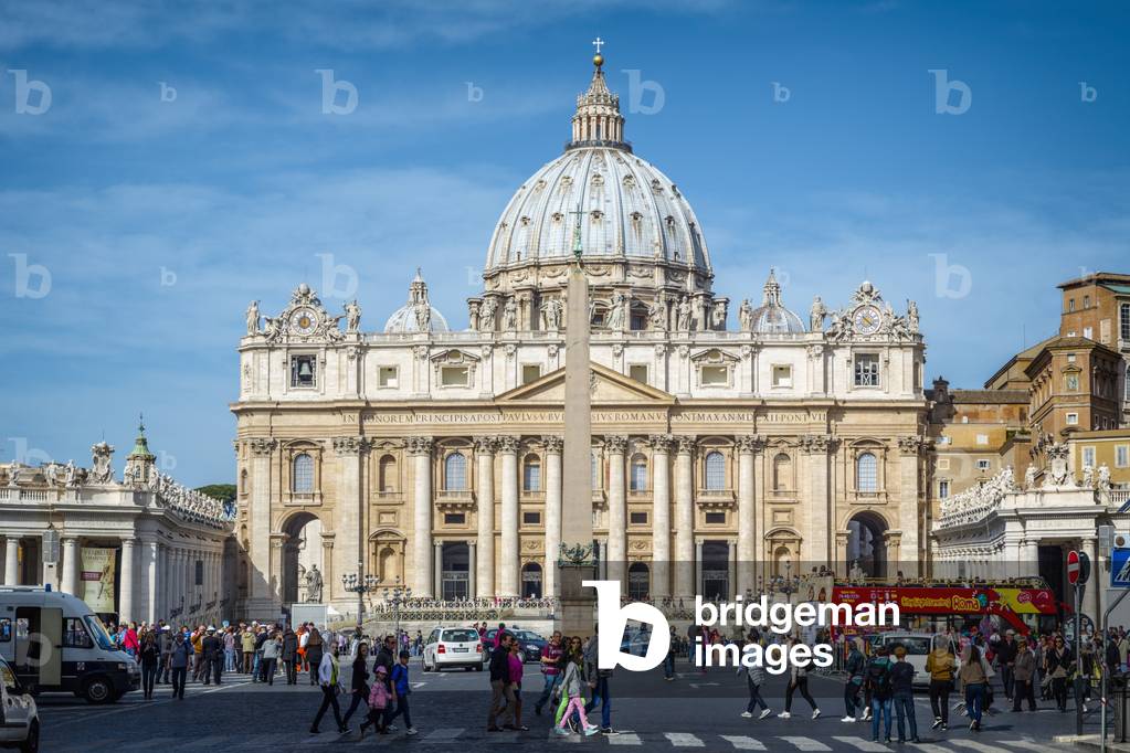 Rome, Italy.  St Peter's Basilica seen across St Peter's Square. (photo)