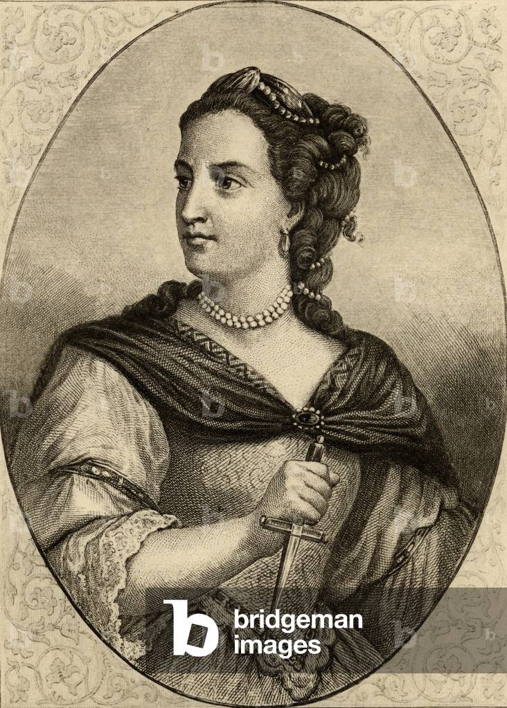 Immagine di Stampa "Mademoiselle Clairon (1723-1803) (lito)" di French School, b/w