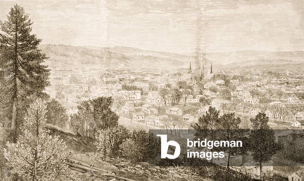 "Ithaca e Cornell College", 1876 di English School, b/w
