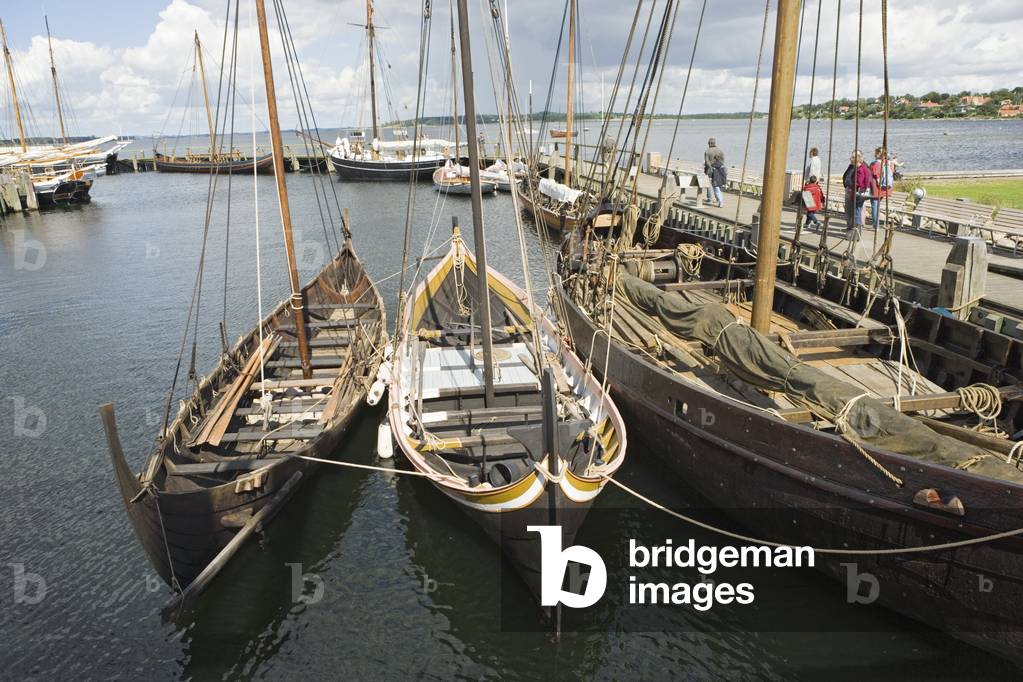 Replicas of Viking boats at Viking Ship Museum on Roskilde Fjord, Roskilde, Denmark (photo)