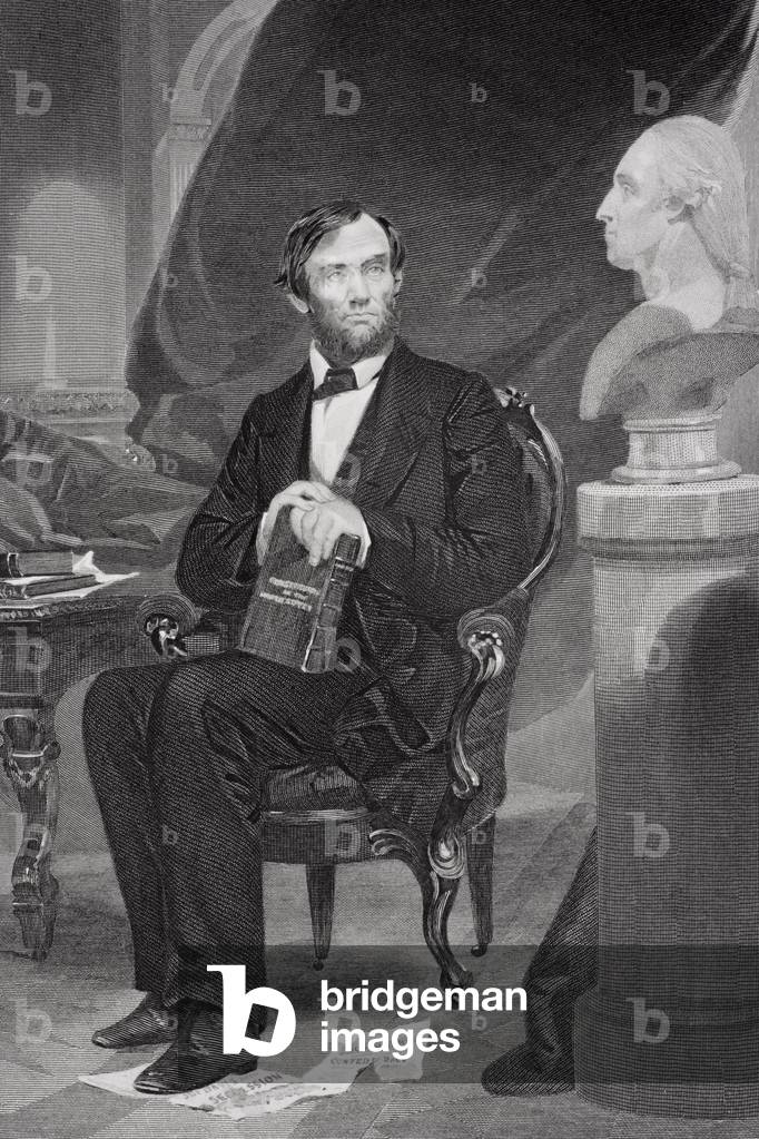 Bild von Druck "Porträt von Abraham Lincoln (1809-65) (litho)", 19. Jahrhundert von Alonzo Chappel