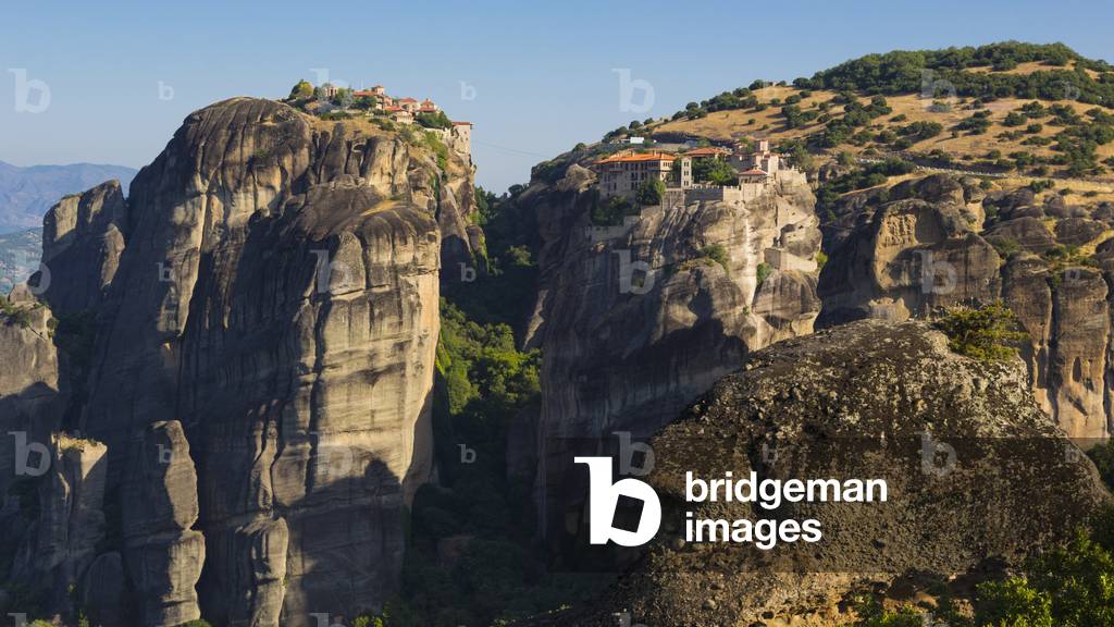Varlaam monastery (left) and The Great Meteora monastery (right) Meteora, Thessaly, Greece (photo)