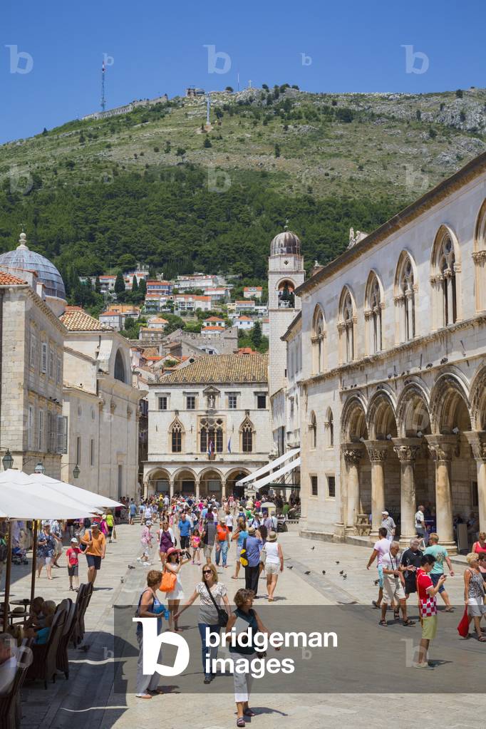 Pred Dvorom street in the old city, arches of the Rector's Palace on the right, Dubrovnik, Croatia (photo)