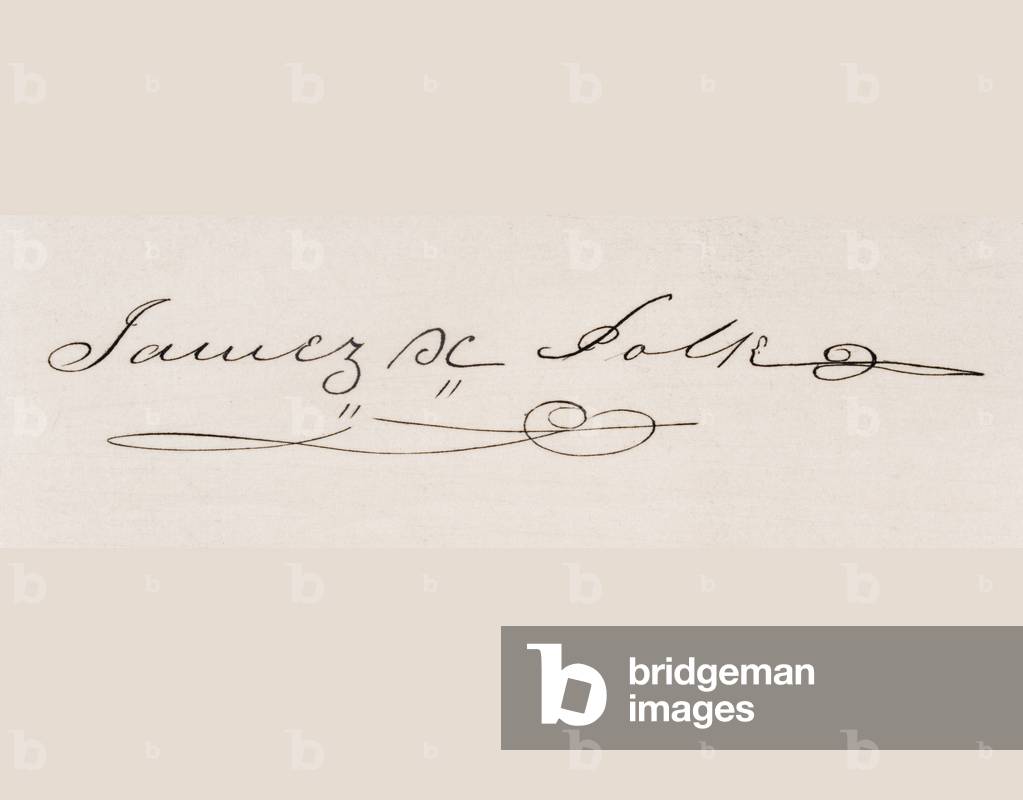 Bild von Druck "Unterschrift von James Knox Polk (litho)", 19. Jahrhundert von American School, b/w