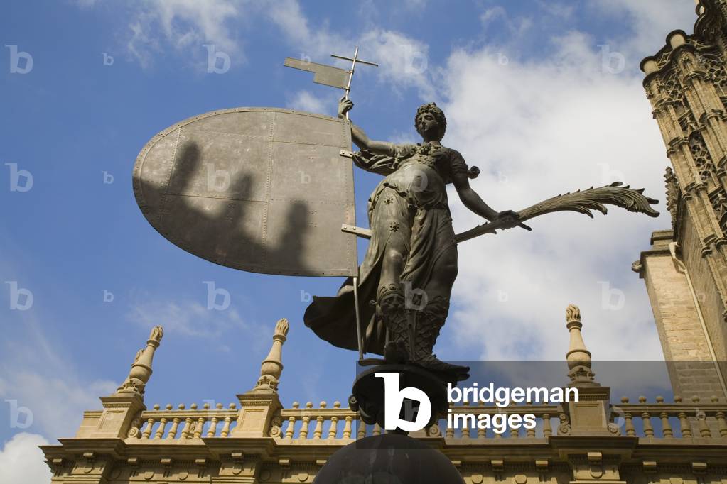 Copy of La Giraldilla in courtyard of cathedral ticket office, Seville, Spain