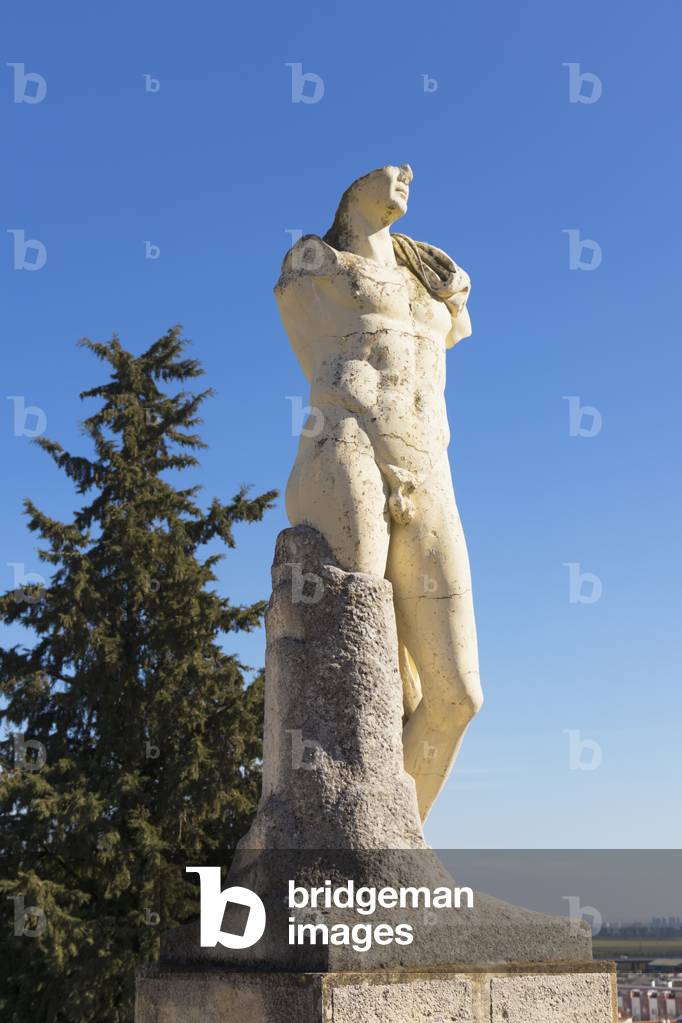 Reproduction of an heroic statue of the Emperor Trajan, Roman city of Italica, near Santiponce, Seville Province, Andalusia, Spain (photo)