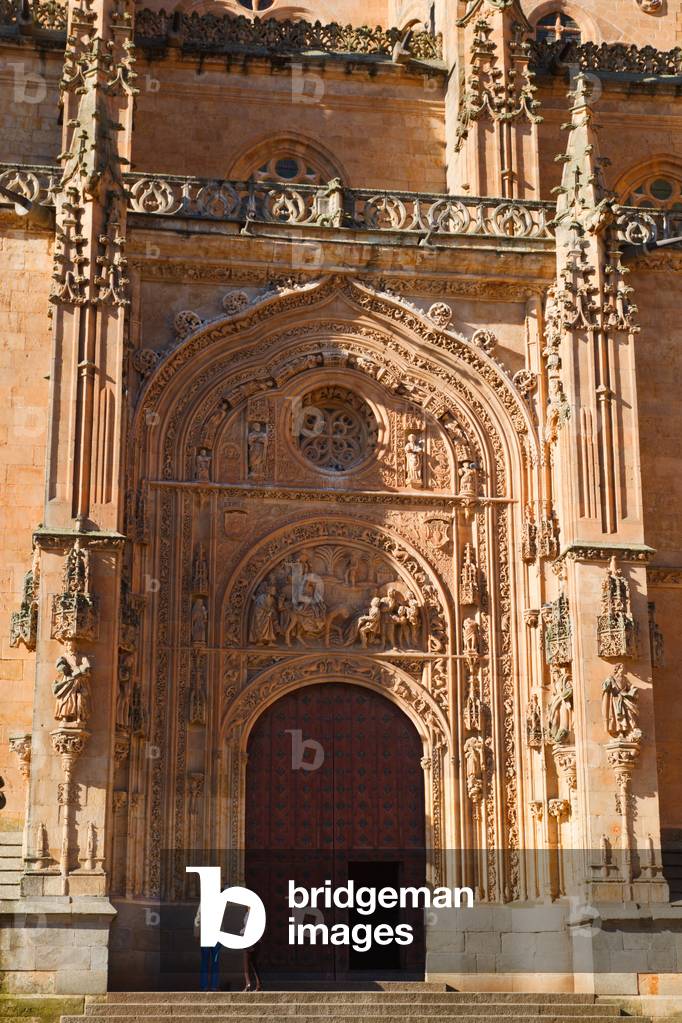 Salamanca, Salamanca Province, Spain. Cathedral door, northern side.  Puerta de Ramos or de las Palmas. Door of the Branches or of the Palms.