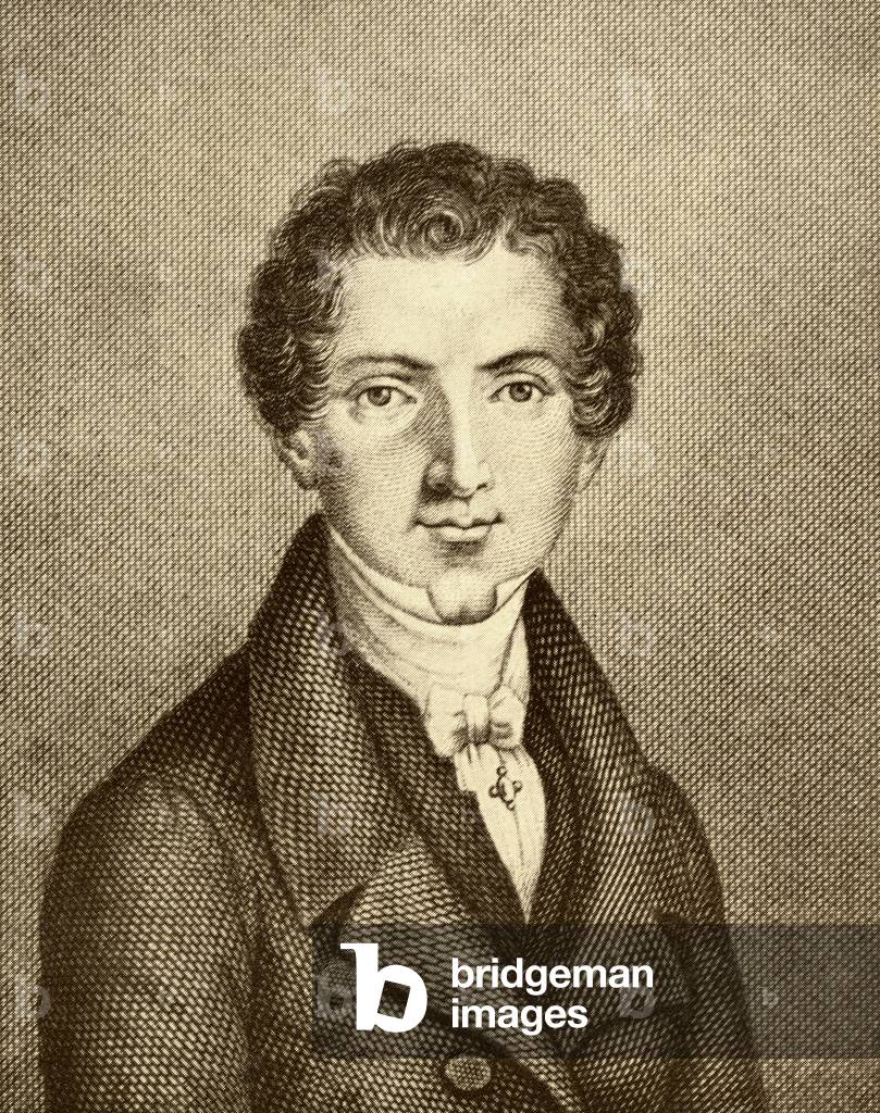 Image of Print depicting Wilhelm Hauff (1802-1827) (litho), 19th century by German Artist, b/w