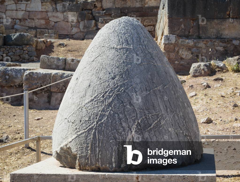 Ancient Delphi, Phocis, Greece.  The omphalos, or navel, of ancient Delphi (photo)