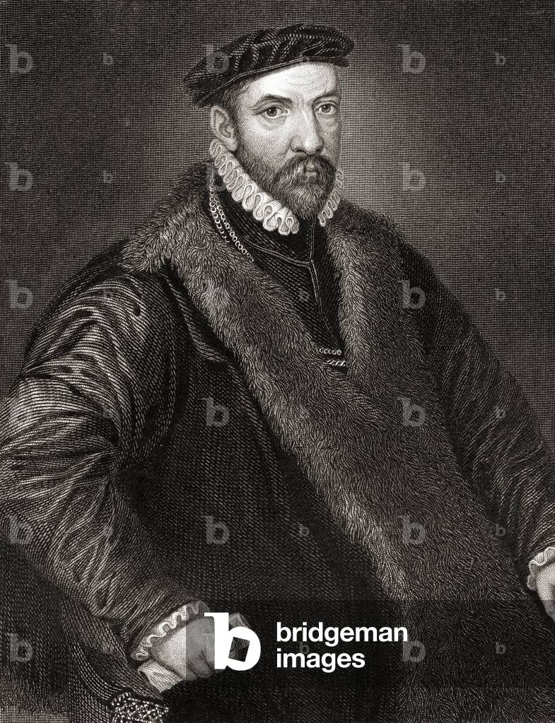 Ritratto di Signore Nicholas Bacon (1510-1579) da 'Lod's Britannics', 1823 (incisione)